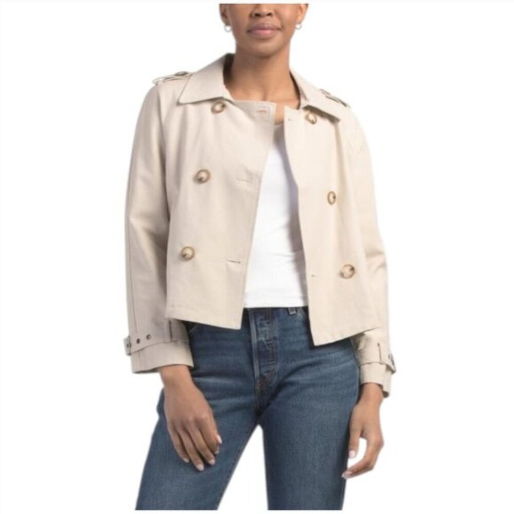 NICOLE MILLER NEW YORK Cotton And Tencel Blend Cropped Trench Coat